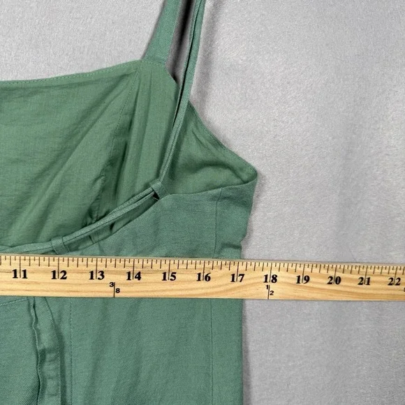 Madewell Tie-Back Midi Cami Dress Light Green Linen Blend - Picture 15 of 16